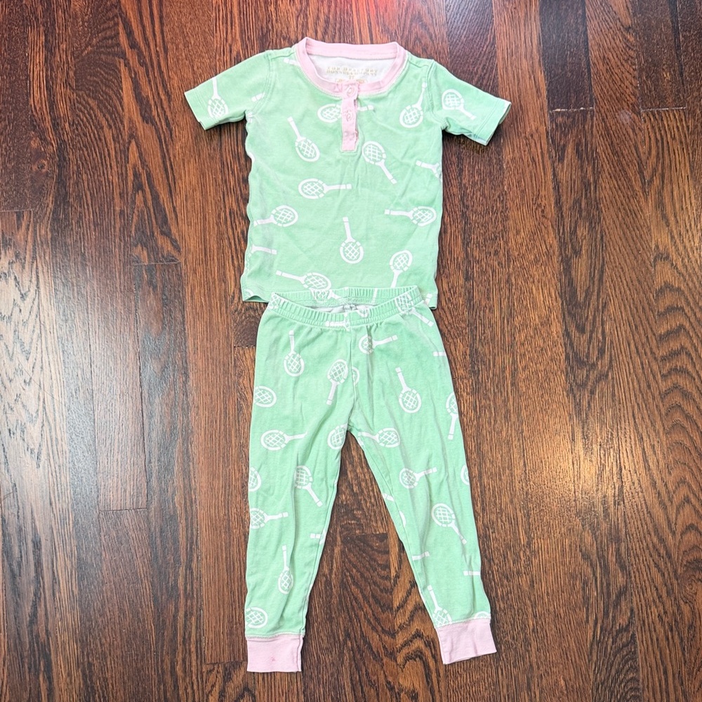 The Beaufort Bonnet Company Mint Green Pajama Set with Pink Trim